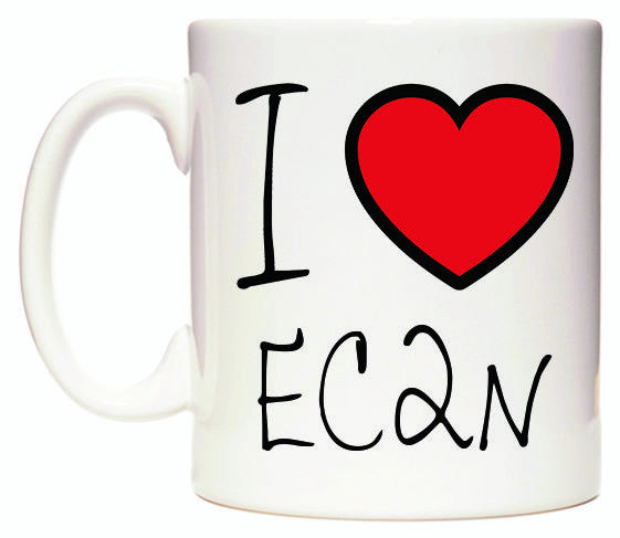 This mug features I Love EC2N