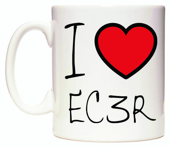 This mug features I Love EC3R