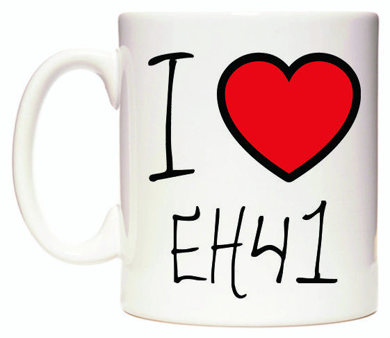 This mug features I Love EH41
