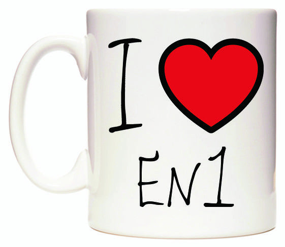 This mug features I Love EN1