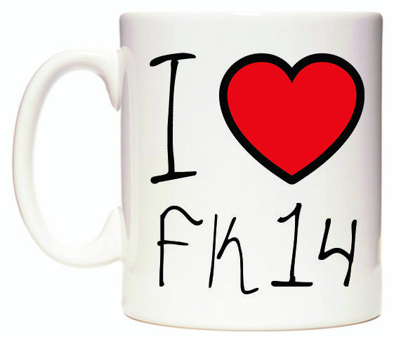 This mug features I Love FK14