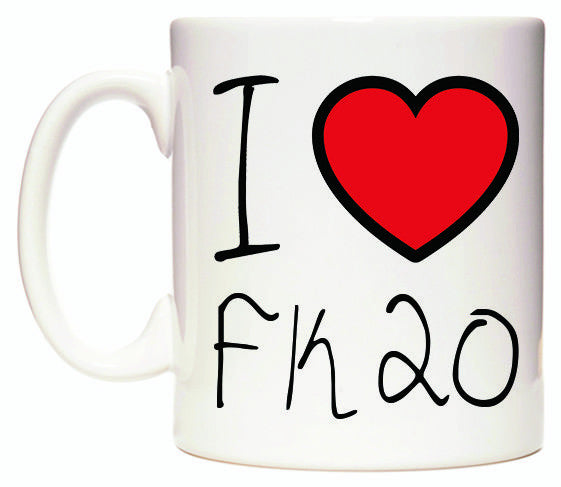 This mug features I Love FK20