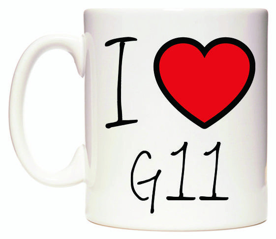 This mug features I Love G11