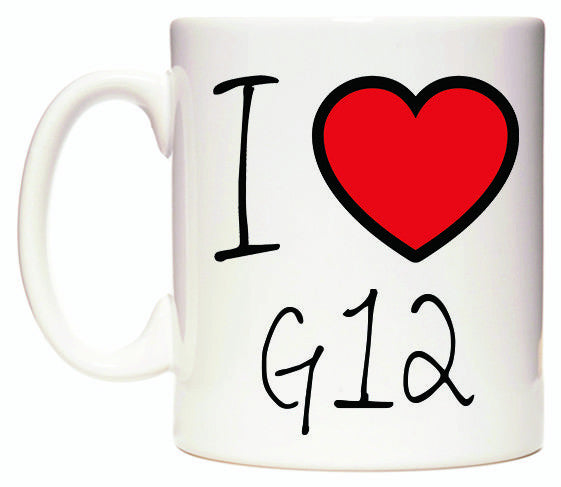 This mug features I Love G12