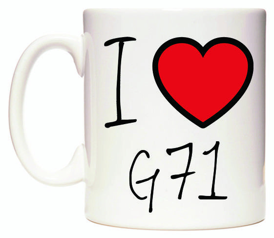 This mug features I Love G71