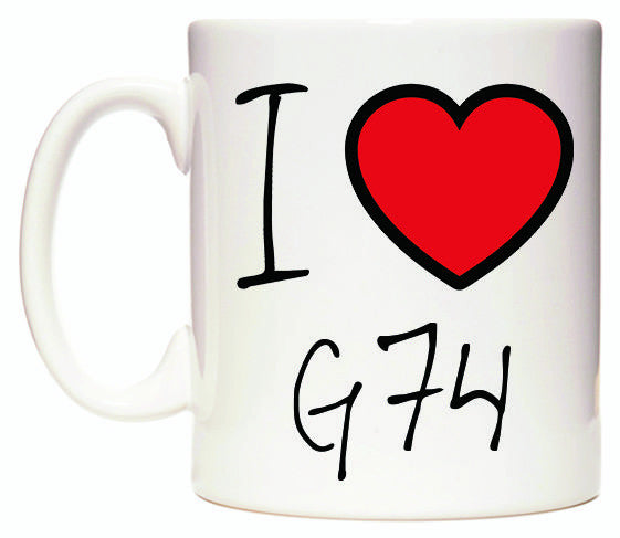 This mug features I Love G74