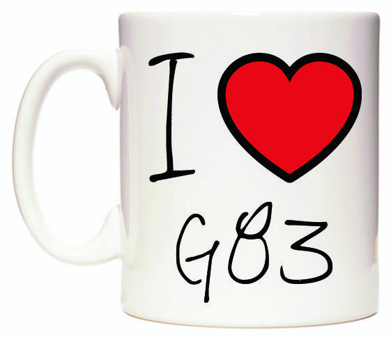 This mug features I Love G83