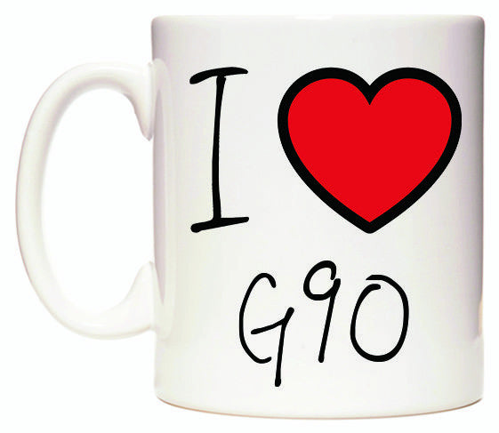 This mug features I Love G90
