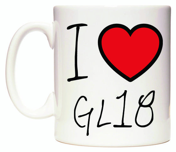 This mug features I Love GL18