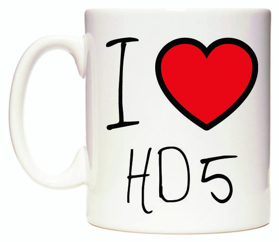 This mug features I Love HD5