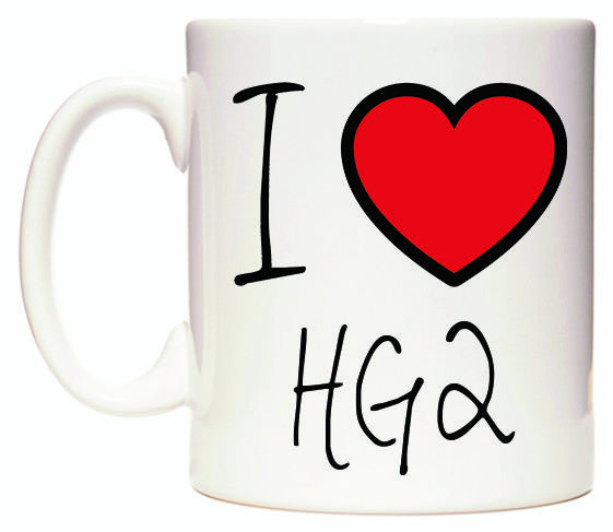 This mug features I Love HG2