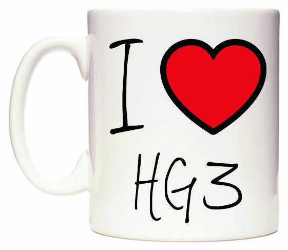 This mug features I Love HG3