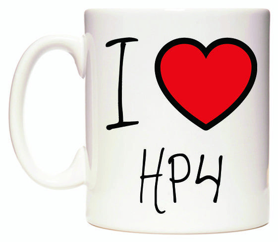 This mug features I Love HP4