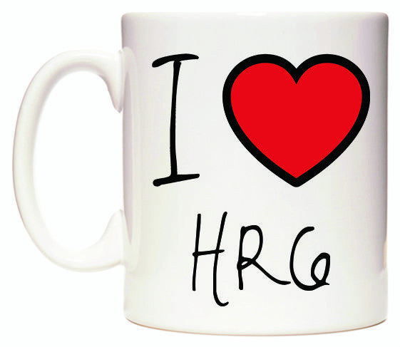 This mug features I Love HR6