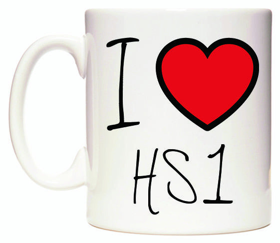 This mug features I Love HS1