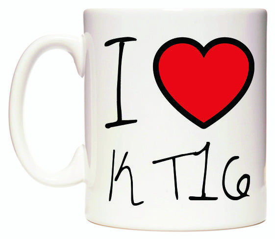 This mug features I Love KT16