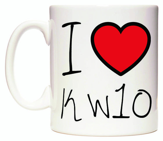 This mug features I Love KW10