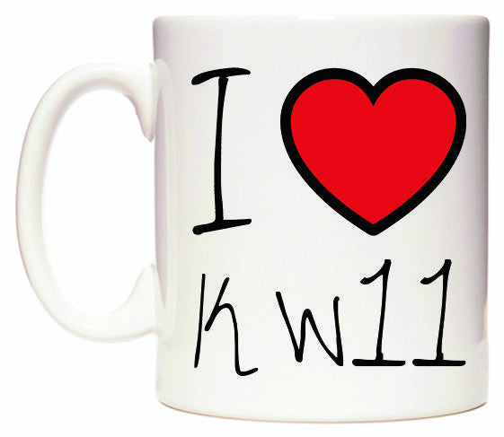 This mug features I Love KW11