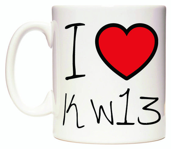 This mug features I Love KW13