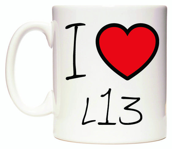 This mug features I Love L13