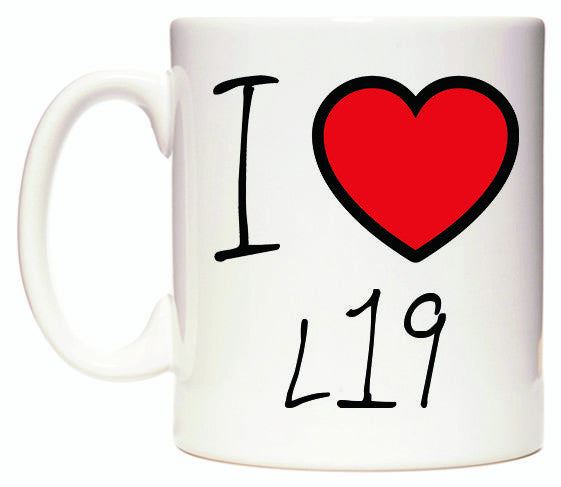 This mug features I Love L19