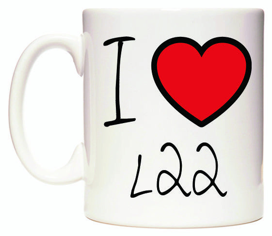 This mug features I Love L22