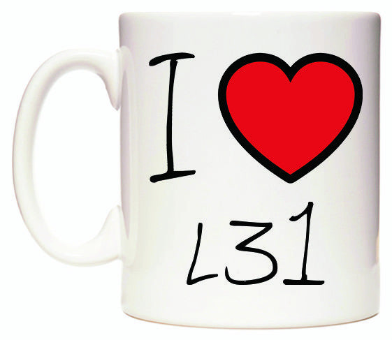 This mug features I Love L31