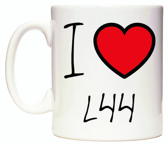 This mug features I Love L44