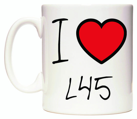 This mug features I Love L45