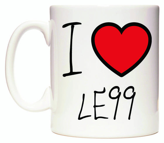 This mug features I Love LE99