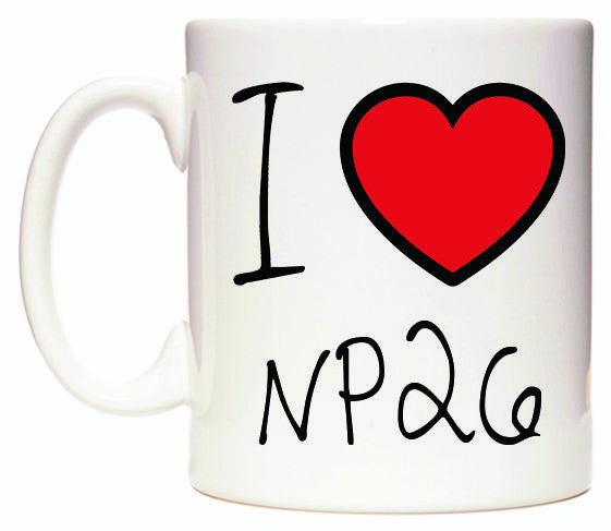 This mug features I Love NP26