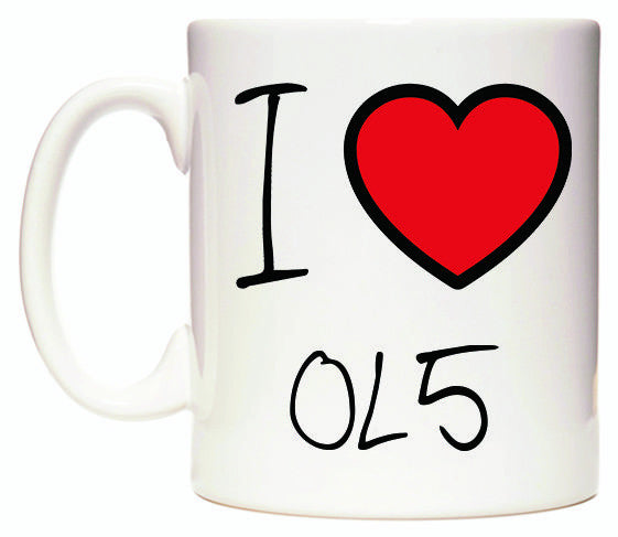 This mug features I Love OL5