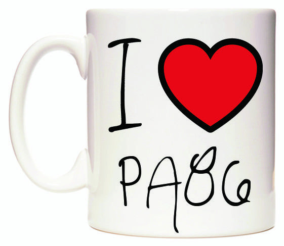 This mug features I Love PA86