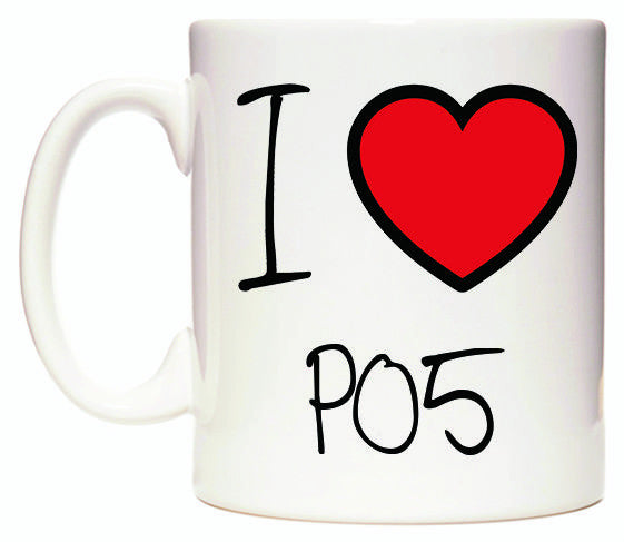 This mug features I Love PO5