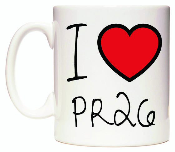 This mug features I Love PR26