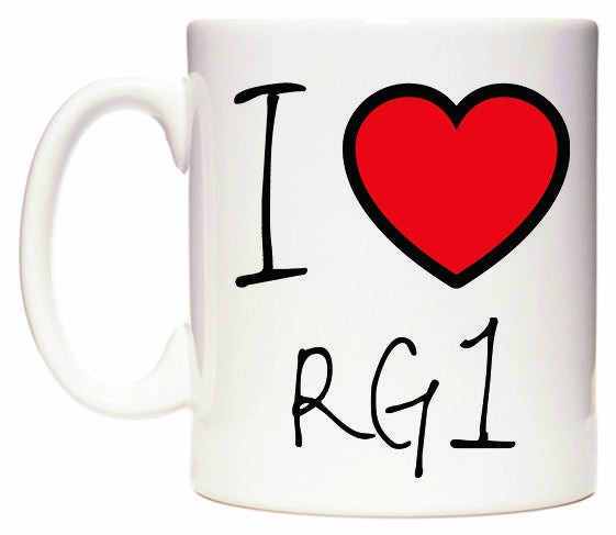 This mug features I Love RG1