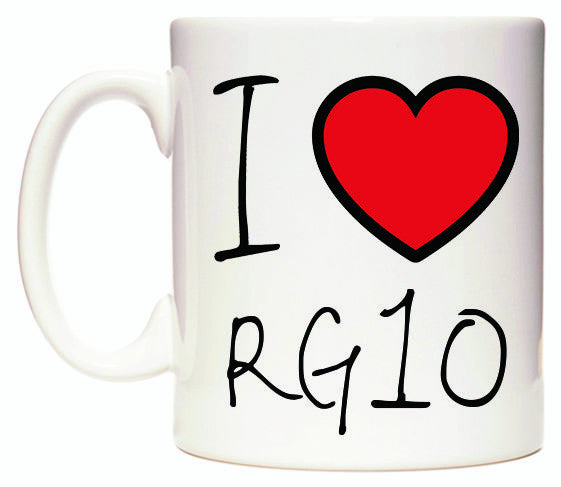 This mug features I Love RG10