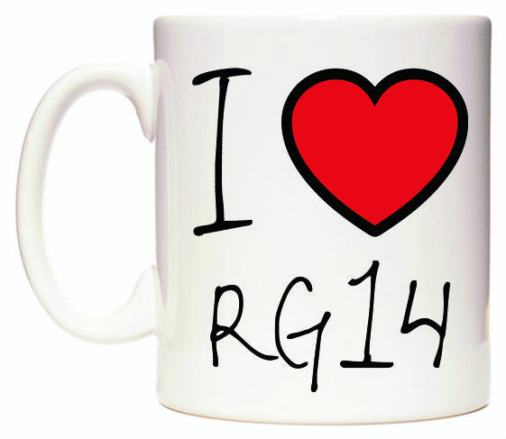 This mug features I Love RG14