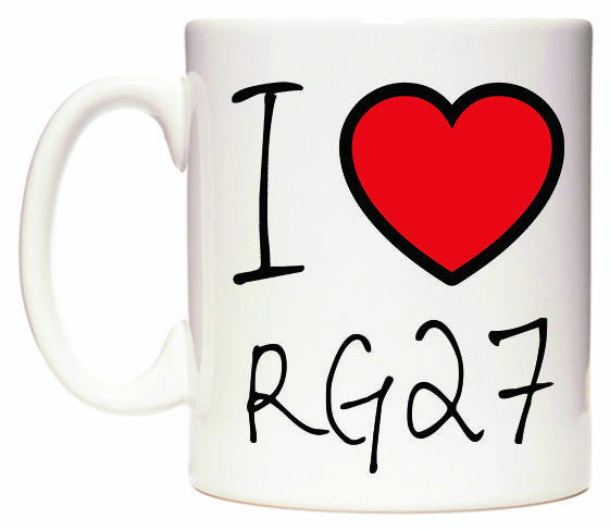 This mug features I Love RG27