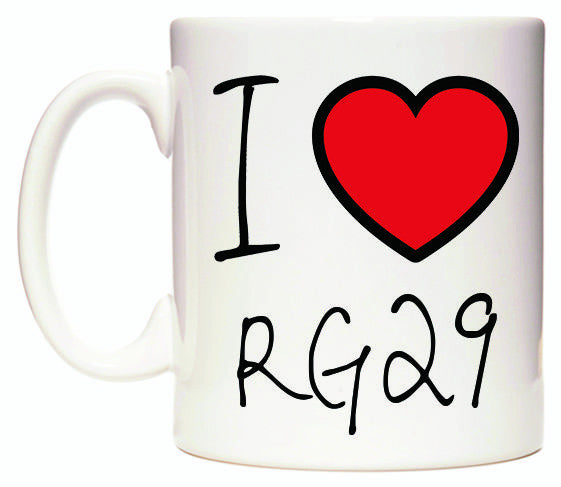 This mug features I Love RG29