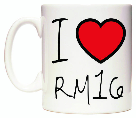 This mug features I Love RM16