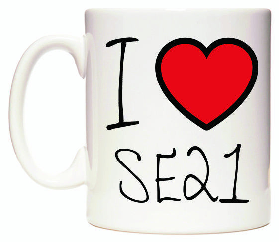 This mug features I Love SE21