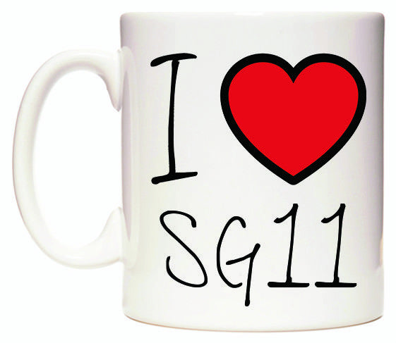 This mug features I Love SG11