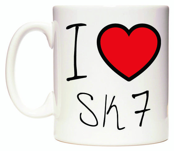 This mug features I Love SK7