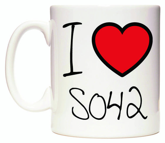 This mug features I Love SO42