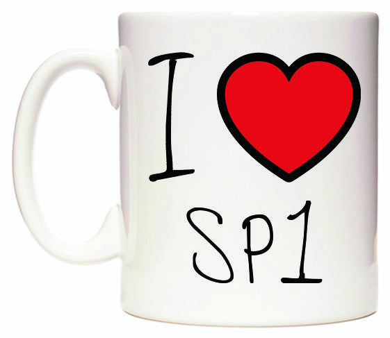 This mug features I Love SP1