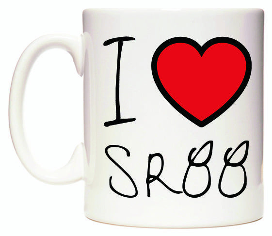 This mug features I Love SR88