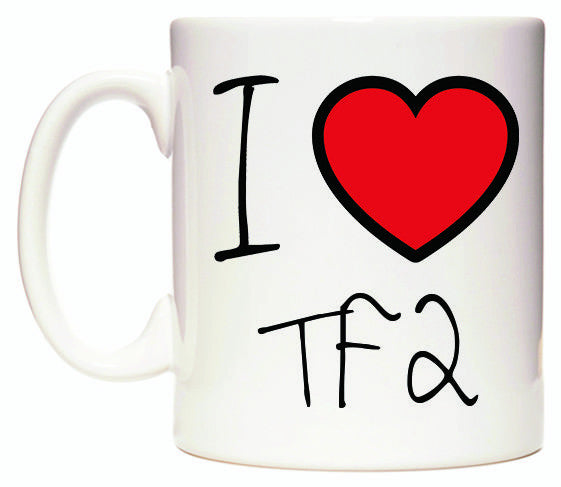 This mug features I Love TF2