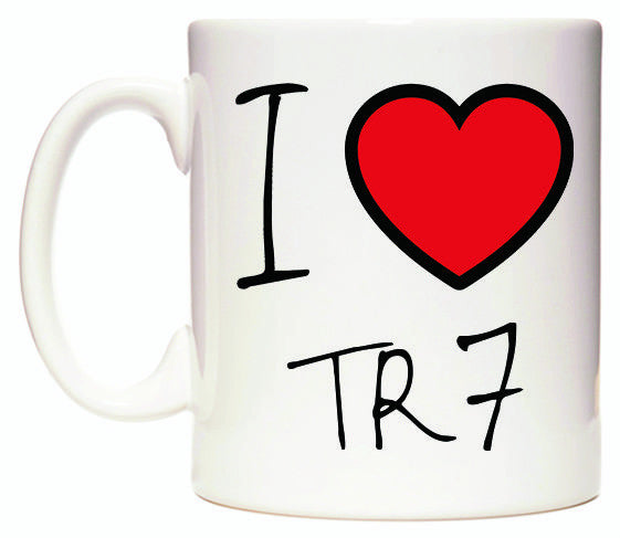 This mug features I Love TR7