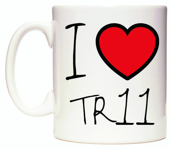 This mug features I Love TR11